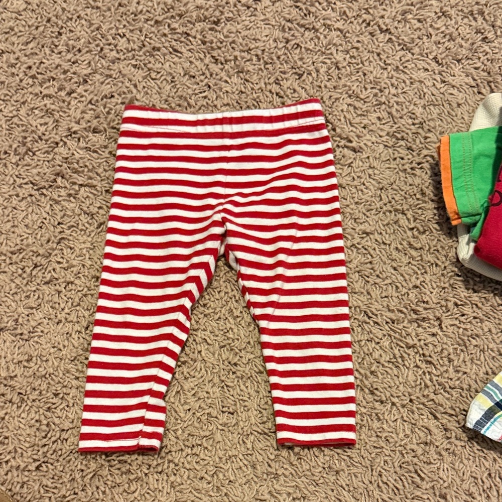 George Red and White Striped Kids Leggings